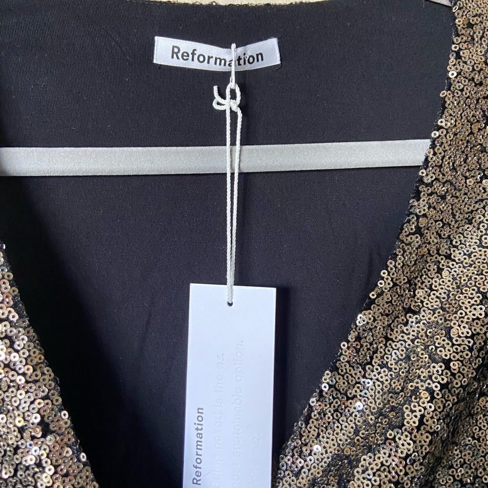 NWT Reformation Holiday Jazzy Mini Gold Dress Size XS - Picture 10 of 10